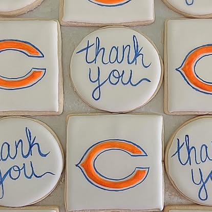Custom decorated cookies featuring the Chicago Bears football team logo